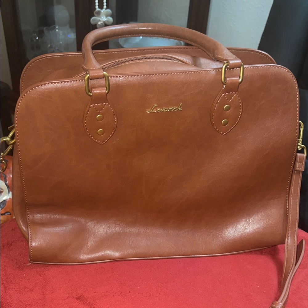 Lodis Leather Satchel Brown Structured Handbag Classic Purse